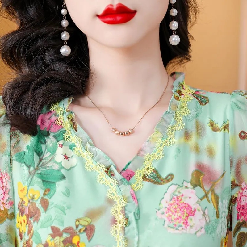 Rochie de vară cu imprimeu de plajă 2024 pentru femei, elegantă, cu decolteu în V, din șifon, rochie lungă, rochii elegante pentru femei, rochii de petrecere pentru femei.