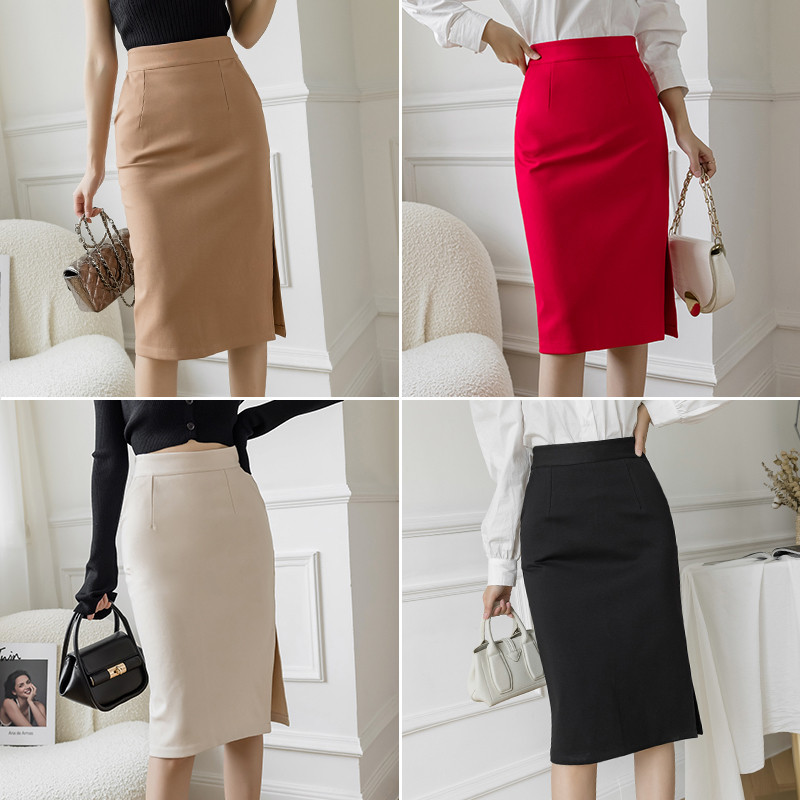 Κορεάτικες φούστες μόδας Ψηλόμεση γυναικεία φούστα Καλοκαιρινή μασίφ, σέξι φούστες τσέπης μέχρι το γόνατο Γυναικεία ρούχα Μαύρη φούστα για γυναίκες