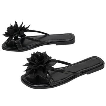 Модни летни сандали с плоски пръсти, дамски сладки цветя, неплъзгащи се ежедневни джапанки, плажни ваканционни чехли, пързалки, обувки