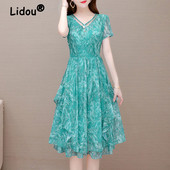 Îmbrăcăminte pentru femei Volane Iregular Vintage Rochii elegante pentru femei 2023 vara la modă cu decolteu în V imprimeu mânecă scurtă subțire mini rochie