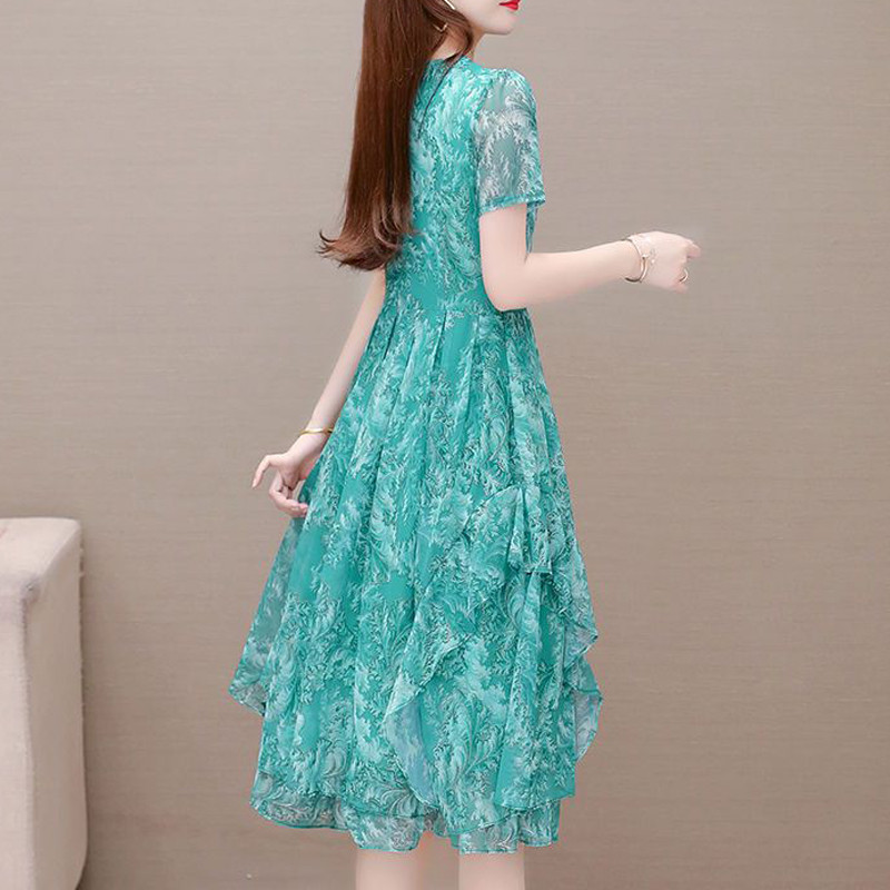 Îmbrăcăminte pentru femei Volane Iregular Vintage Rochii elegante pentru femei 2023 vara la modă cu decolteu în V imprimeu mânecă scurtă subțire mini rochie