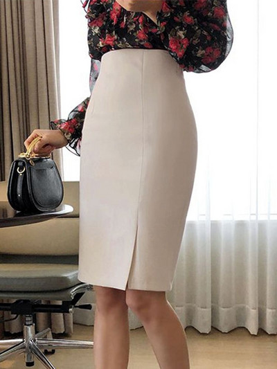 ZANZEA naiste kõrge vöökohaga bodycon seelik mood OL põlve pikkusega seelikud vabaaja lõhestatud ääris Jupes Kontoritöö Vintage suvine Faldas