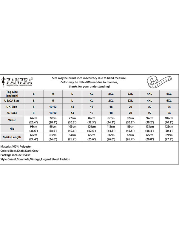 ZANZEA Γυναικεία ψηλόμεση φούστα με κορμάκι Μόδα OL Φούστες μέχρι το γόνατο Casual Split Hem Jupes Work Office Vintage Summer Faldas