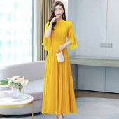 Rochii maxi din șifon pentru femei, ocazional de vacanță, pentru plajă, rochie de soare solidă, de vară, 2024, rochie de seară de petrecere elegantă, rochii