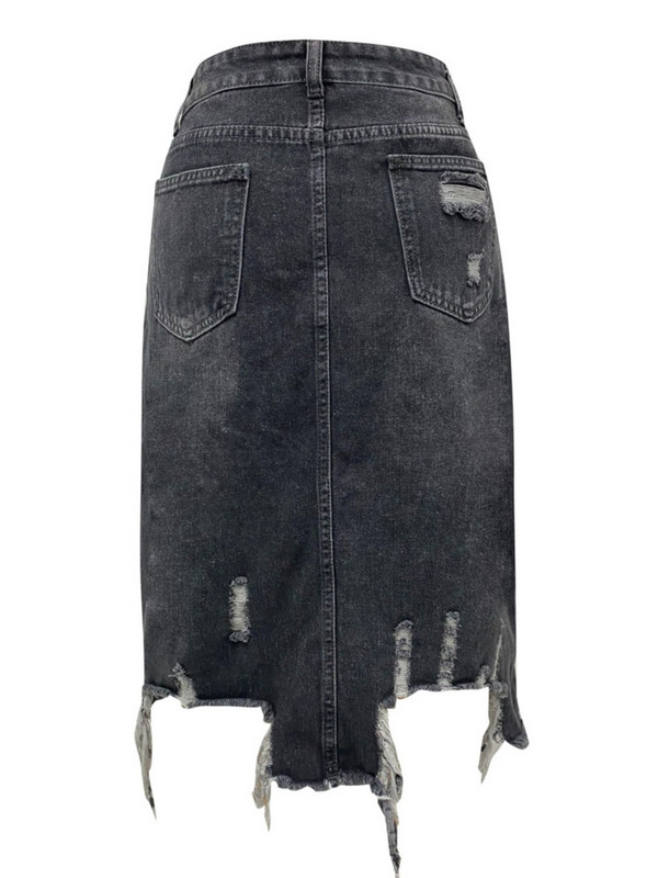 Νέο 2024 Τζιν μακριά φούστα Άνοιξη Καλοκαίρι Γυναικεία ψηλόμεση μίντι φούστα κορεατικής μόδας τζιν φούστα με τρύπα