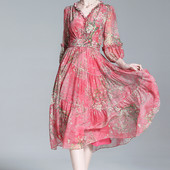 EVNISI Γυναικείο φόρεμα σιφόν γραφείου Boho με V λαιμόκοψη Κομψό φλοράλ στάμπα Φορέματα Νεράιδα σε Α γραμμή Chic Party Vestido για Γυναικεία Καλοκαίρι