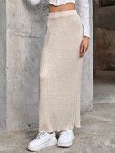 Kozoca Fuste lungi tricotate solide pentru femei, toamnă iarnă, modă în linie A, ocazional, zilnic, simplu, cu toate potrivirile, fustă cu șold drept pentru femei