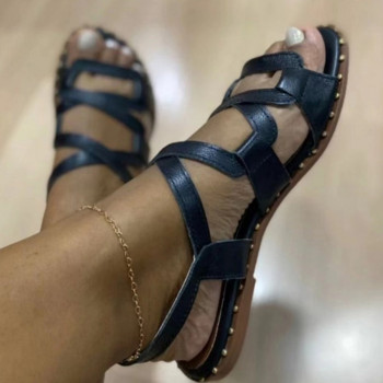 Дамски сандали 2022 г. Нови летни гладиаторски сандали Плоски обувки Дамски летни обувки в римски стил Chaussure Femme Дамски летни обувки