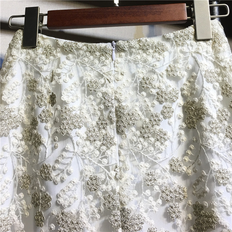 Fusta cu talie înaltă femei elegante fuste creion birou stil coreean prairie chic plasă broderie dantelă fustă