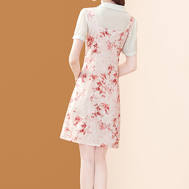 EVNISI Ljetne ženske elegantne haljine s cvjetnim uzorkom Vintage dugmad Ružičaste haljine A kroja u kineskom stilu Ženske ležerne Fairy Cheongsam