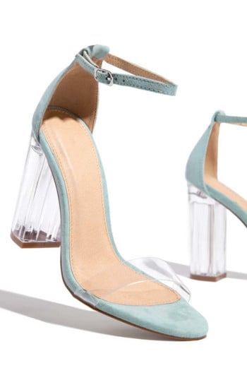 Νέα Clear Heels Γυναικεία Σανδάλια One word με χοντρό τακούνι Καλοκαιρινά γυναικεία τετράγωνα διαφανή τακούνι Sandalias Mujer Γυναικείο σανδάλι