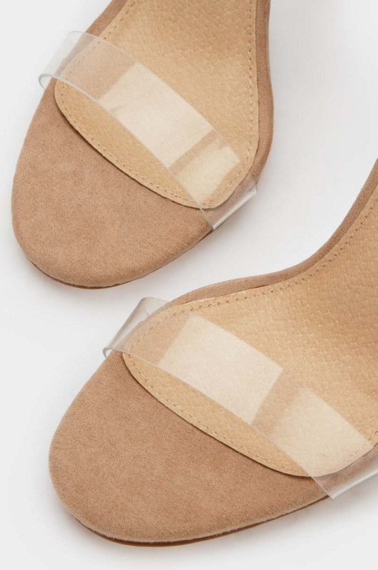 Nou Clear Toc Sandale Femei Un cuvânt cu toc gros Pantofi de vară dama toc transparent pătrat Sandalias Mujer Sandale Femei