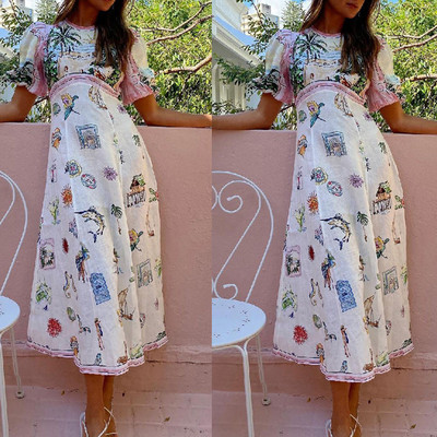 Καλοκαιρινές διακοπές Floral Maxi Φορέματα για Γυναικεία 2024 Casual Sexy Loose Κομψό ψηλόμεσο μακρύ φόρεμα παραλίας Robe Vestidos