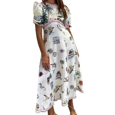 Suvepuhkuse lillelised maksikleidid naistele 2024 vabaaja seksikas vaba elegantne kõrge vöökohaga pikk kleit rannakleit hommikumantel Vestidos