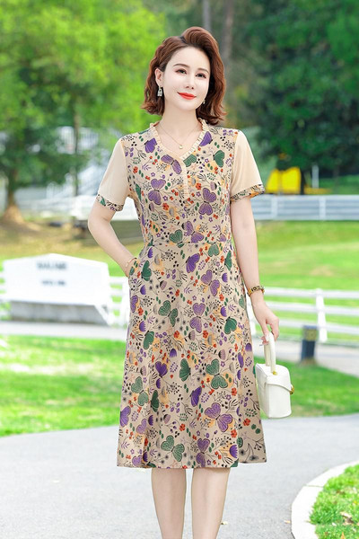 Nouă modă casual 2024 rochii vintage de vară cu decolteu în V, fluture, rochie elegantă de petrecere pentru femei, îmbrăcăminte subțire pentru femei