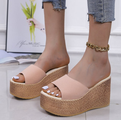 BKQU Fashion Νέα καλοκαιρινά γυναικεία σανδάλια Peep-toe παπούτσια Γυναικεία ψηλοτάκουνα πλατφόρμες από casual wedges για γυναίκες Ψηλοτάκουνα παπούτσια