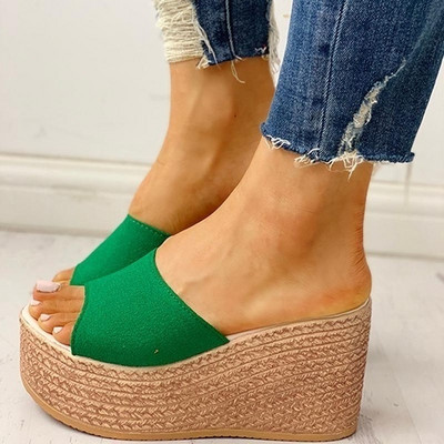 BKQU Fashion Νέα καλοκαιρινά γυναικεία σανδάλια Peep-toe παπούτσια Γυναικεία ψηλοτάκουνα πλατφόρμες από casual wedges για γυναίκες Ψηλοτάκουνα παπούτσια