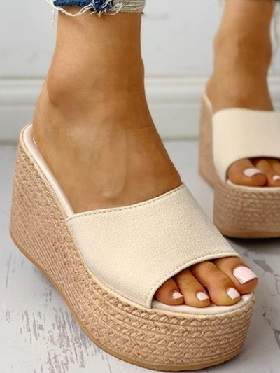 BKQU Fashion Νέα καλοκαιρινά γυναικεία σανδάλια Peep-toe παπούτσια Γυναικεία ψηλοτάκουνα πλατφόρμες από casual wedges για γυναίκες Ψηλοτάκουνα παπούτσια