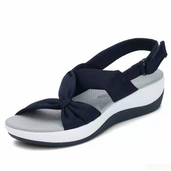 Дамски сандали Лято 2022 Римски сандали със затворени пръсти Дамски сандали на танкетка с панделка Дамски 2 плоски сандали Големи размери
