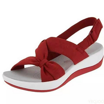 Дамски сандали Лято 2022 Римски сандали със затворени пръсти Дамски сандали на танкетка с панделка Дамски 2 плоски сандали Големи размери