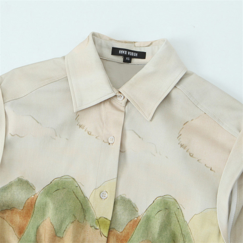 2024. aasta kevadel ja suvel uus naiste üherealine vöömoodne trükitud särkkleit