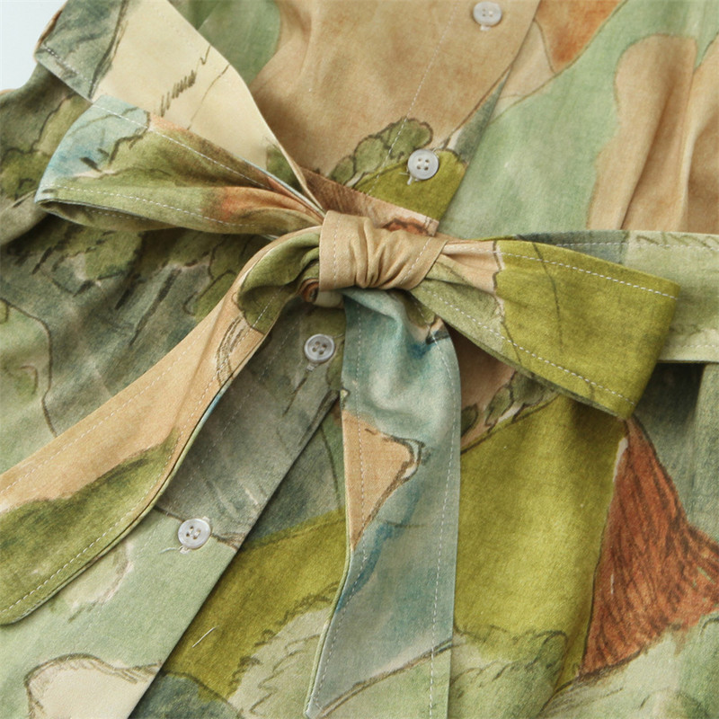 2024. aasta kevadel ja suvel uus naiste üherealine vöömoodne trükitud särkkleit