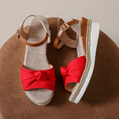 Σανδάλια με χοντρό κάτω μέρος για γυναίκες 2024 Καλοκαιρινή μόδα με παπιγιόν Πλατφόρμα Sandalias Mujer με πόρπη στον αστράγαλο Med Heels Gladiator σανδάλια