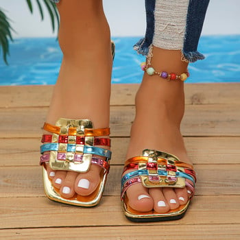 Чехли Дамски летни обувки Пързалки Дамски плоски чехли Луксозни сандали Дизайнерски обувки Дамски външни плажни чехли Chanclas Mujer