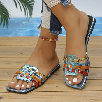 Чехли Дамски летни обувки Пързалки Дамски плоски чехли Луксозни сандали Дизайнерски обувки Дамски външни плажни чехли Chanclas Mujer