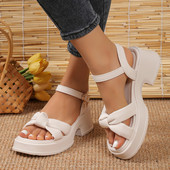 2024, vara, sandale pentru femei, sandale romane cu vârf închis, cu platformă cu fundă, sandale cu pane, cu cataramă, cu talpă groasă, zăvor, mărime Plus 41