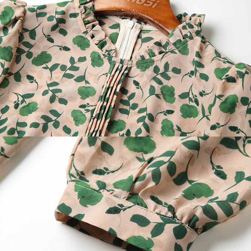 ΕΥΝΗΣΗ Φόρεμα σιφόν Γυναικεία Puff Sleeve Κομψά Φορέματα Φθινοπωρινά Φορέματα Slim Με Ζώνη Φορέματα σε Α γραμμή Γυναικεία Πάρτυ Vestidos