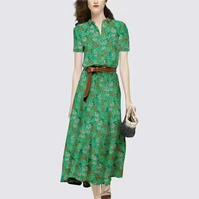 EVNISI Καλοκαιρινή γυναικεία φόρμα δύο τεμαχίων με στάμπα σιφόν μπλούζα κοντομάνικη φούστα σασέ Σετ Γυναικείο Casual 2 τεμάχια σετ Κοστούμι 2022