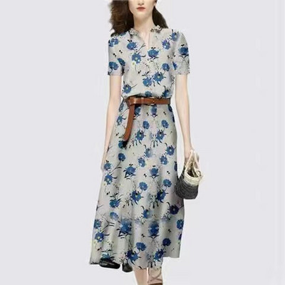 EVNISI Καλοκαιρινή γυναικεία φόρμα δύο τεμαχίων με στάμπα σιφόν μπλούζα κοντομάνικη φούστα σασέ Σετ Γυναικείο Casual 2 τεμάχια σετ Κοστούμι 2022