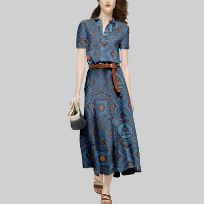 EVNISI Καλοκαιρινή γυναικεία φόρμα δύο τεμαχίων με στάμπα σιφόν μπλούζα κοντομάνικη φούστα σασέ Σετ Γυναικείο Casual 2 τεμάχια σετ Κοστούμι 2022