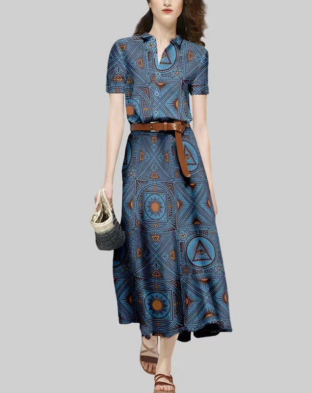 EVNISI Καλοκαιρινή γυναικεία φόρμα δύο τεμαχίων με στάμπα σιφόν μπλούζα κοντομάνικη φούστα σασέ Σετ Γυναικείο Casual 2 τεμάχια σετ Κοστούμι 2022