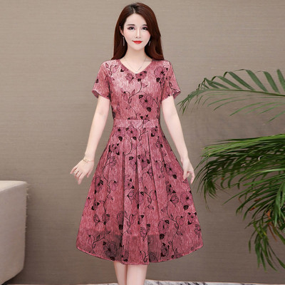 Rochie casual cu decolteu în V cu imprimeu floral, rochie leagăn cu mânecă scurtă, linie A, elegantă, pentru petrecere, cu talie înaltă, pentru femei, rochii, oferta caldă