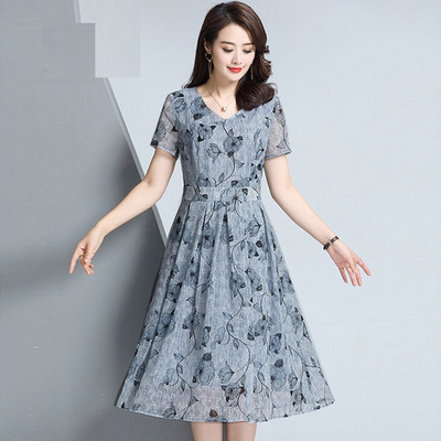 Rochie casual cu decolteu în V cu imprimeu floral, rochie leagăn cu mânecă scurtă, linie A, elegantă, pentru petrecere, cu talie înaltă, pentru femei, rochii, oferta caldă