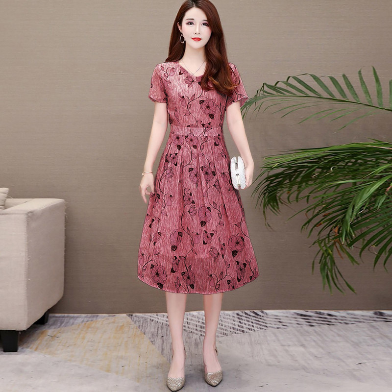 Rochie casual cu decolteu în V cu imprimeu floral, rochie leagăn cu mânecă scurtă, linie A, elegantă, pentru petrecere, cu talie înaltă, pentru femei, rochii, oferta caldă