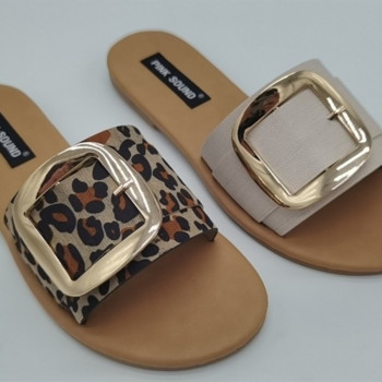 Лято 2022 г. Нова мода Чехли с катарама с една дума Дамски чехли с леопардов принт Плоски чехли Луксозни сандали Дамски дизайнери