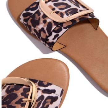 Лято 2022 г. Нова мода Чехли с катарама с една дума Дамски чехли с леопардов принт Плоски чехли Луксозни сандали Дамски дизайнери