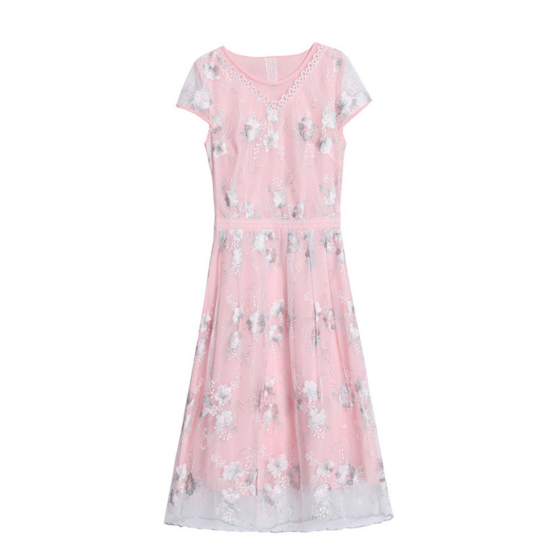 2024. Elegantne modne ružičaste cvjetne mrežaste slatke mini haljine Proljeće Ljeto Vintage kratke haljine za pistu Ženske dotjerane haljine za zabavu