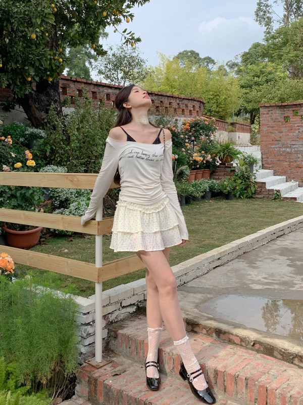 HOUZHOU Kawaii Sweet Streetwear Mini Skrits Femei Moda coreeană Vintage elegantă cu buline imprimate cu volane Fuste A-line 2024 Y2k