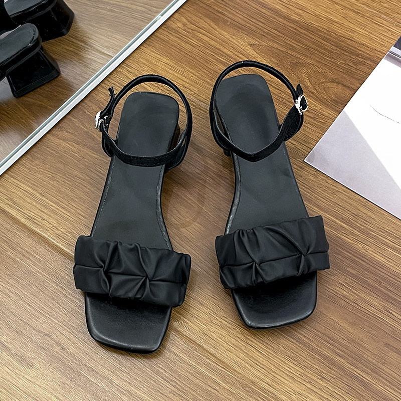 2024. aasta suvi, uus mood ülerõivad, naiste sandaalid, ühevärvilised, mugavad ühesõnaga pandlaga rihm Seksikad kõrge kontsaga naiste kingad