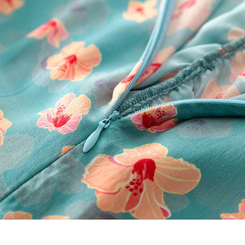 Rochie de vară pentru femei din șifon floral, frunze de lotus, 2021, noua modă, cu centură de temperament cu imprimeu, rochie șic pentru femei, rochie feminina