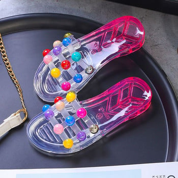 Дамски чехли Многоцветни сандали Хаус Прозрачни летни прозрачни клиновидни токчета Плъзгачи Ниски домашни обувки за жени 2023 желе Баня