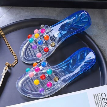 Дамски чехли Многоцветни сандали Хаус Прозрачни летни прозрачни клиновидни токчета Плъзгачи Ниски домашни обувки за жени 2023 желе Баня