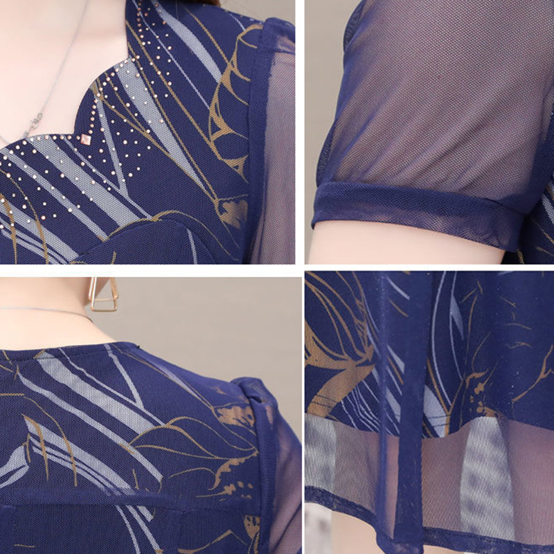 Suvine vabaajakleit Suur lühikeste varrukatega vintage A-jooneline naiste kleit temperamenttrükiga marli lilleline kleit pluss suuruses Vestidos