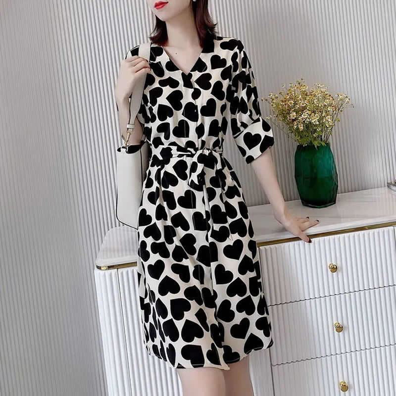 Mini rochie cu fundă de bandaj cu pliuri libere imprimate de epocă Îmbrăcăminte pentru femei 2023 rochie nouă cu mâneci bufante de birou pentru damă