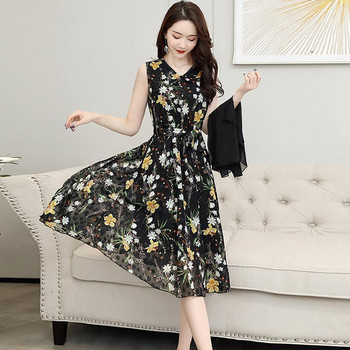Дамска сладка рокля Комплекти от две части 2023 г. Корейски модни жилетки + рокля без ръкави с флорални тоалети Офис дама Корейски рокля костюм