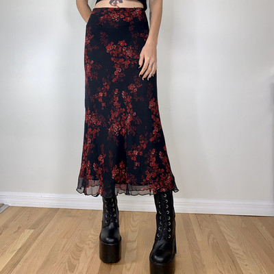 2023 Fashion Lady Retro Fuste Midi cu talie înaltă Elegante blânde Imprimate florale Primăvară Vară Wild Vintage Dating Fuste pentru femei